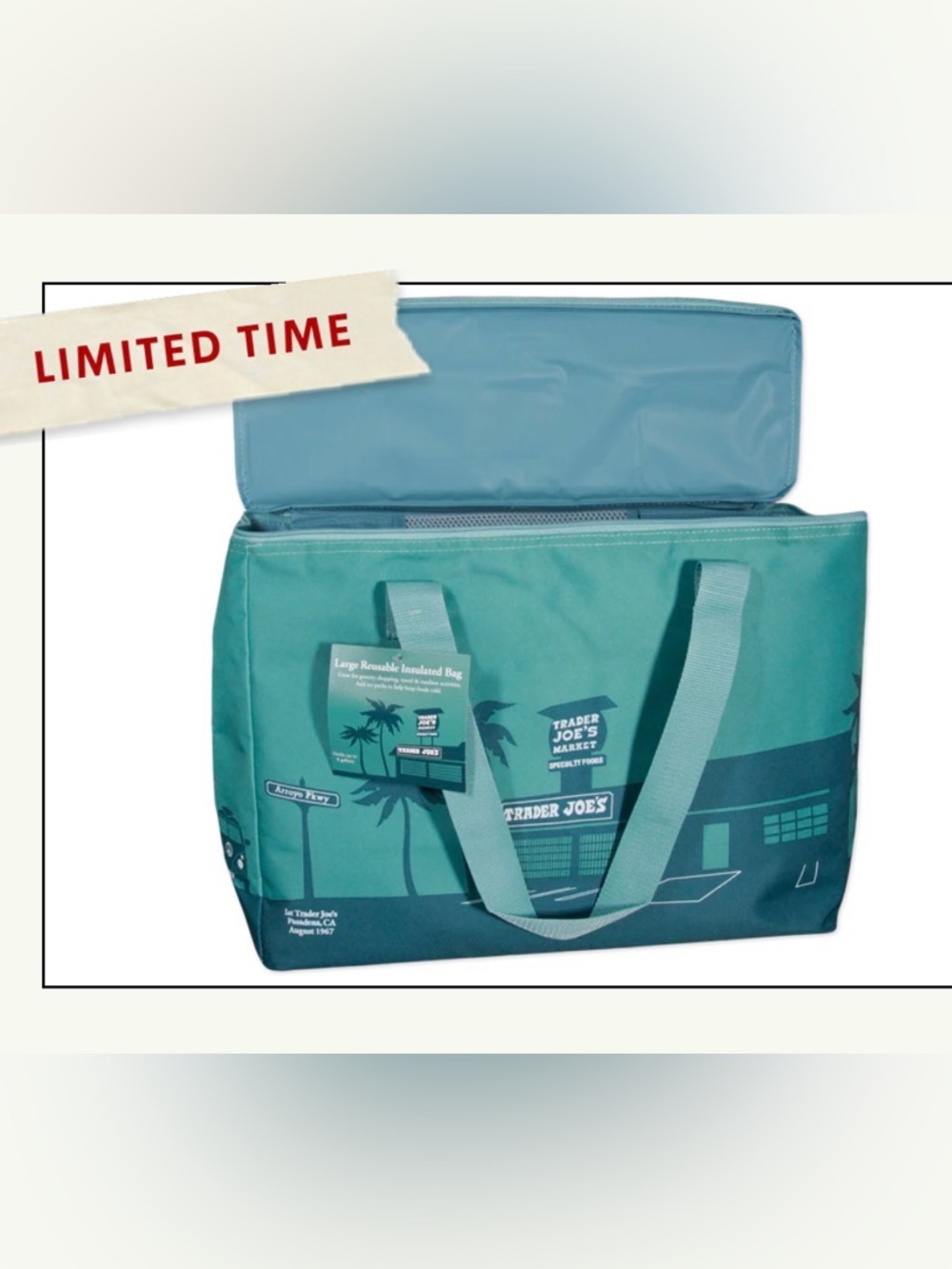 Large Trader Joe’s Reusable Insulated Tote Bag - Teal